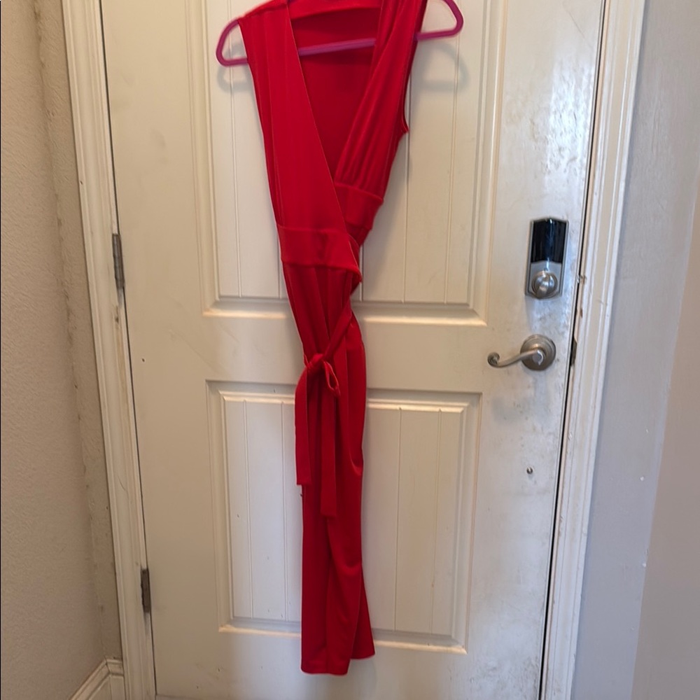 Chic Red Wrap Jumpsuit